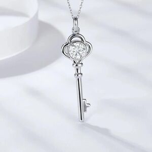 Key Necklace 1 CT Women's Moissanite Sterling Silver
